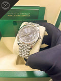 DateJust quadrante Grigio con diamanti e cinturino Jubilee 41 mm