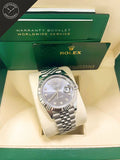 DateJust quadrante Grigio con diamanti e cinturino Jubilee 41 mm