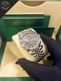 DateJust quadrante Grigio con diamanti e cinturino Jubilee 41 mm