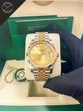 DateJust cinturino Jubilee in Acciaio e oro giallo con Quadrante oro e diamanti 41 mm