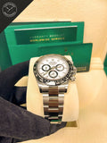 Daytona in acciaio con quadrante bianco e ghiera in ceramica 40mm