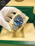 Datejust quadrante Blu con cinturino Jubilee e Ghiera Liscia 41 mm