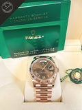 Daydate Oro Rosè quadrante chocoloate 40 mm