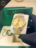 DateJust cinturino Jubilee in Acciaio e oro giallo con Quadrante oro e diamanti 41 mm