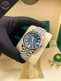 DateJust quadrante Blu con diamanti e cinturino Jubilee 36mm