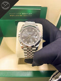 DateJust quadrante Grigio con diamanti e cinturino Jubilee 41 mm