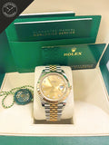 DateJust cinturino Jubilee in Acciaio e oro giallo con Quadrante oro e diamanti 41 mm