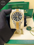 Datejust cinturino Jubilee in Acciaio e oro giallo Quadrante Nero 41 mm
