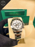 Daytona in acciaio con quadrante bianco e ghiera in ceramica 40mm