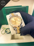 DateJust cinturino Jubilee in Acciaio e oro giallo con Quadrante oro e diamanti 41 mm