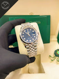 DateJust quadrante Blu con diamanti e cinturino Jubilee 36mm