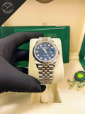 DateJust quadrante Blu con diamanti e cinturino Jubilee 36mm