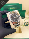 Datejust quadrante Nero e cinturino Oyster con Ghiera Liscia 41 mm