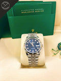 DateJust quadrante Blu con diamanti e cinturino Jubilee 36mm