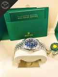 DateJust quadrante Blu con diamanti e cinturino Jubilee 36mm