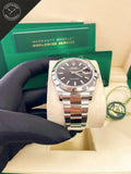 Datejust quadrante Nero e cinturino Oyster con Ghiera Liscia 41 mm